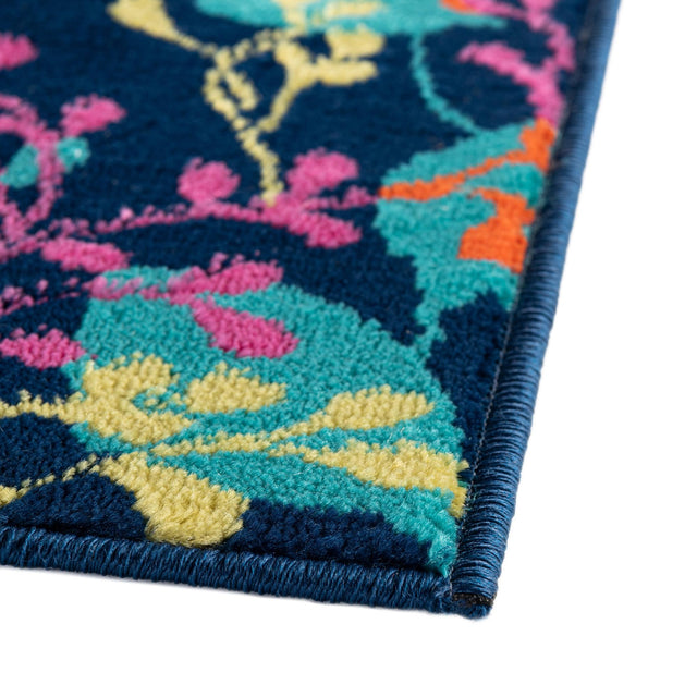 Navy Blue 2' x 6' Azalea Runner Area Rug Colorful 100% Polypropylene Durable Jute Backing Living Dining Room Bedroom Office Modern Decor Carpet for Sale at Rug Engine