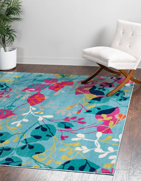 Aqua 10' x 10' Azalea Square Area Rug Colorful 100% Polypropylene Durable Jute Backing Living Dining Room Bedroom Office Modern Decor Carpet for Sale at Rug Engine