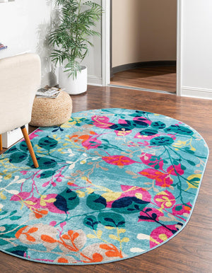 Aqua 7' 10 x 10' Azalea Oval Area Rug Colorful 100% Polypropylene Durable Jute Backing Living Dining Room Bedroom Office Modern Decor Carpet for Sale at Rug Engine