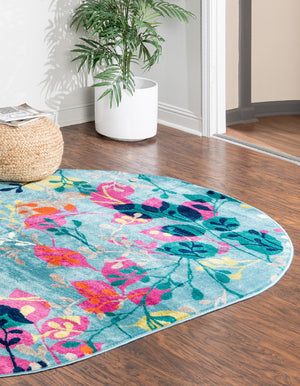 Aqua 7' 10 x 10' Azalea Oval Area Rug Colorful 100% Polypropylene Durable Jute Backing Living Dining Room Bedroom Office Modern Decor Carpet for Sale at Rug Engine