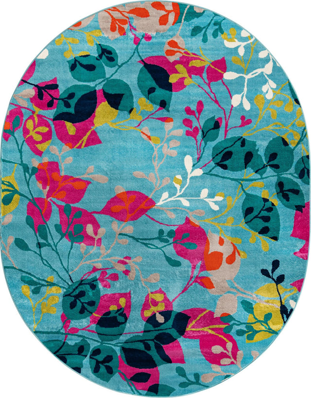 Aqua 7' 10 x 10' Azalea Oval Area Rug Colorful 100% Polypropylene Durable Jute Backing Living Dining Room Bedroom Office Modern Decor Carpet for Sale at Rug Engine