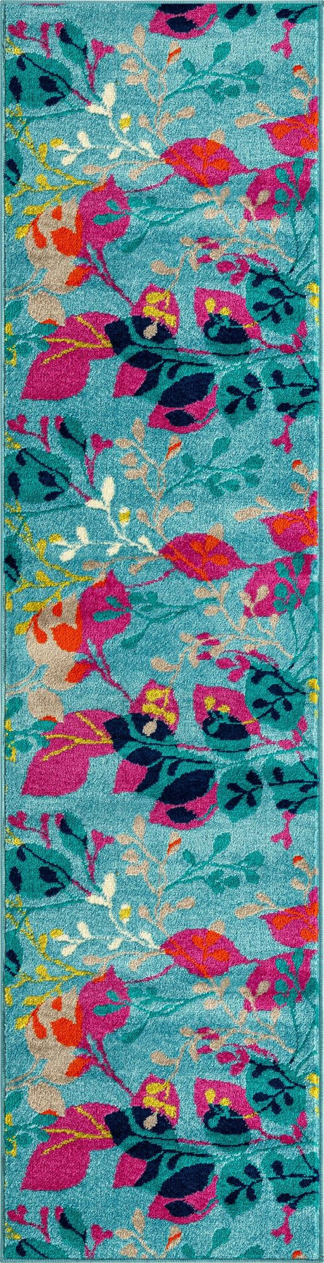 Aqua 2' x 8' Azalea Runner Area Rug Colorful 100% Polypropylene Durable Jute Backing Living Dining Room Bedroom Office Modern Decor Carpet for Sale at Rug Engine
