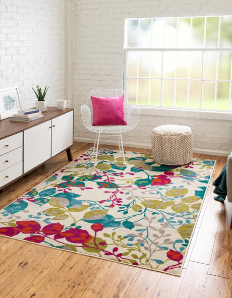Ivory 7' 10 x 10' Azalea Rectangle Area Rug Colorful 100% Polypropylene Durable Jute Backing Living Dining Room Bedroom Office Modern Decor Carpet for Sale at Rug Engine