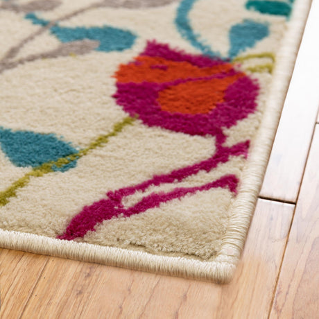 Ivory 5' 3 x 8' Azalea Rectangle Area Rug Colorful 100% Polypropylene Durable Jute Backing Living Dining Room Bedroom Office Modern Decor Carpet for Sale at Rug Engine