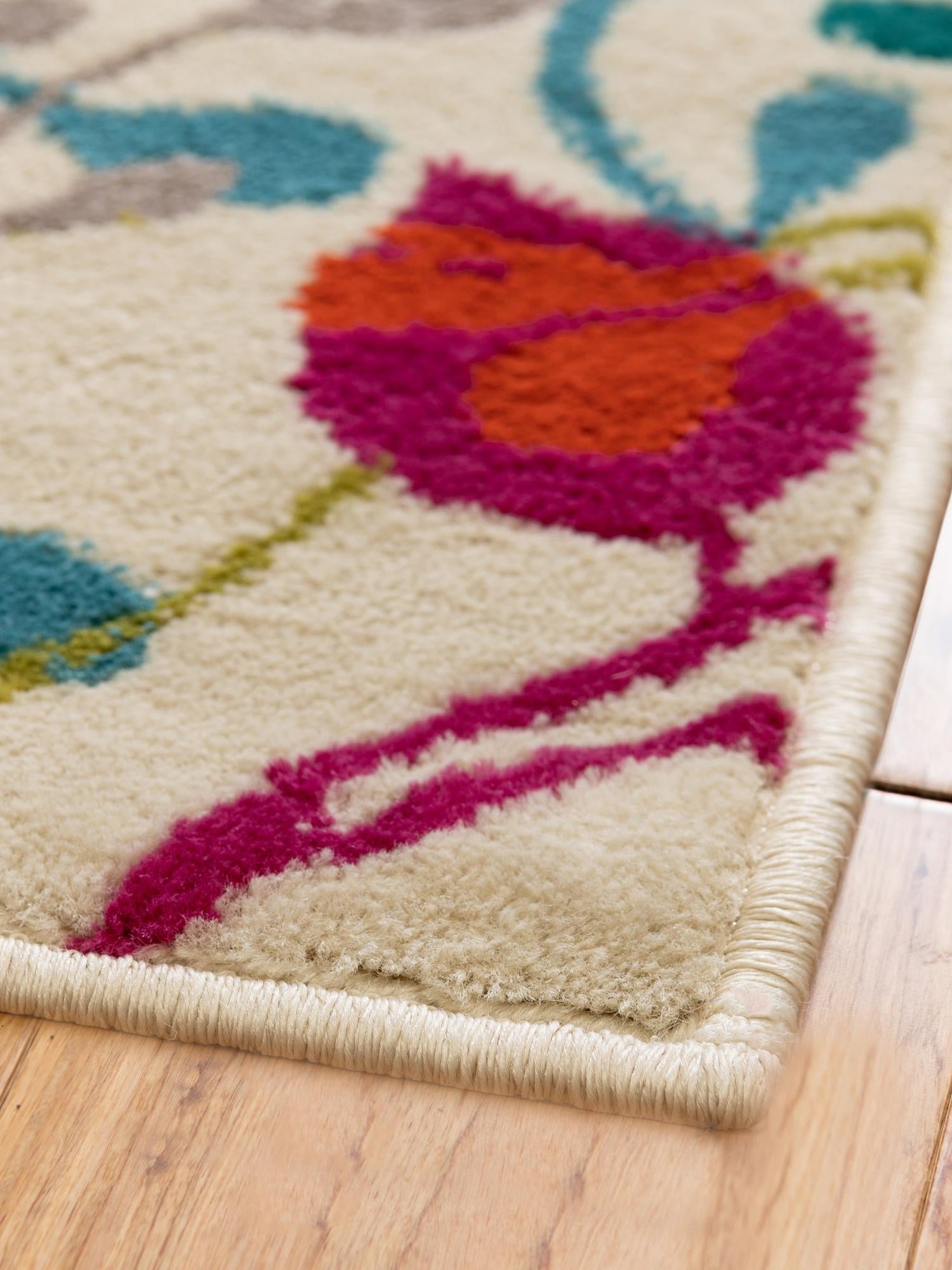 Ivory 2' x 3' Azalea Rectangle Area Rug Colorful 100% Polypropylene Durable Jute Backing Living Dining Room Bedroom Office Modern Decor Carpet for Sale at Rug Engine
