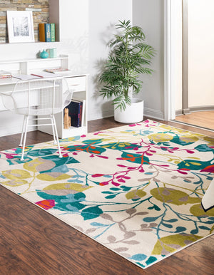 Ivory 7' 10 x 7' 10 Azalea Square Area Rug Colorful 100% Polypropylene Durable Jute Backing Living Dining Room Bedroom Office Modern Decor Carpet for Sale at Rug Engine