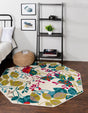 Ivory 5' 3 x 5' 3 Azalea Octagon Area Rug Colorful 100% Polypropylene Durable Jute Backing Living Dining Room Bedroom Office Modern Decor Carpet for Sale at Rug Engine