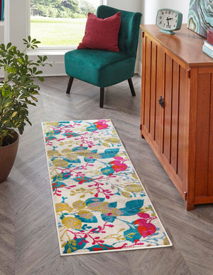 Ivory 2' 11 x 12' Azalea Runner Area Rug Colorful 100% Polypropylene Durable Jute Backing Living Dining Room Bedroom Office Modern Decor Carpet for Sale at Rug Engine