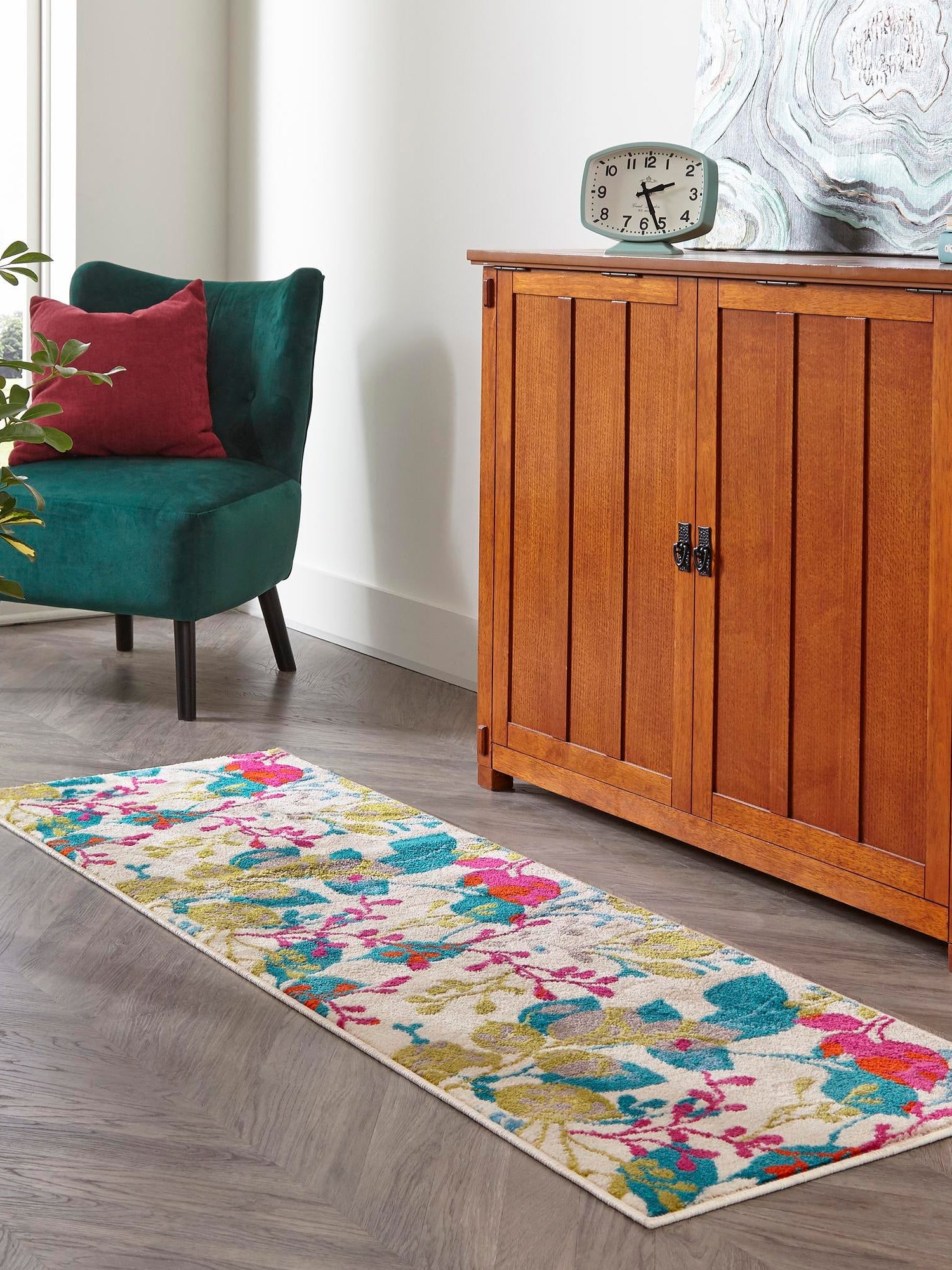 Ivory 2' x 8' Azalea Runner Area Rug Colorful 100% Polypropylene Durable Jute Backing Living Dining Room Bedroom Office Modern Decor Carpet for Sale at Rug Engine