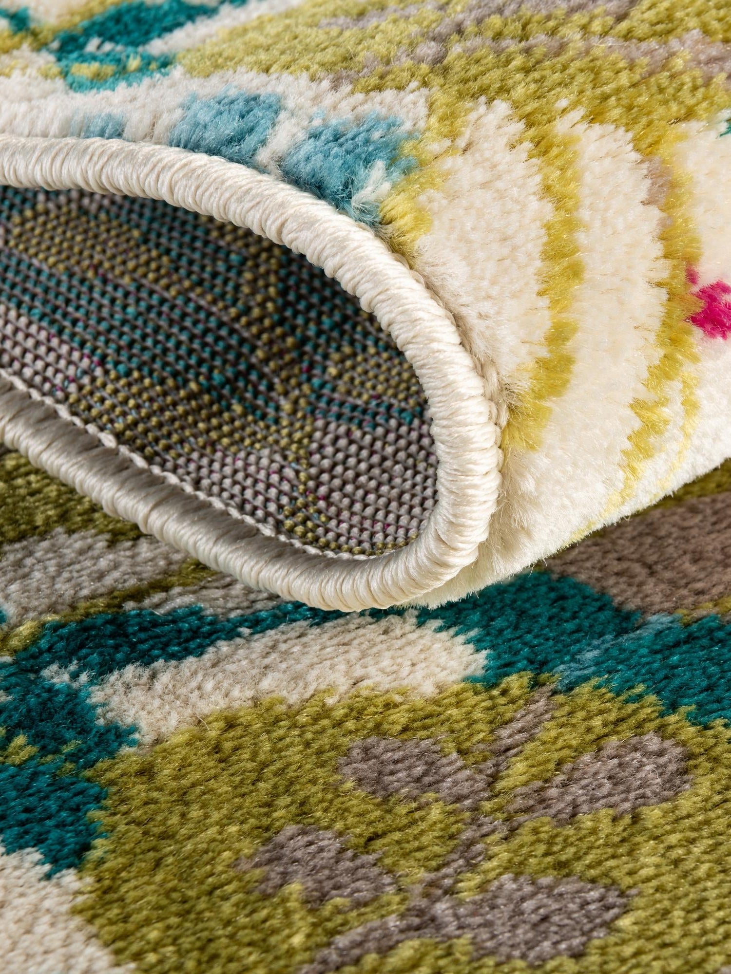 Ivory 2' 11 x 12' Azalea Runner Area Rug Colorful 100% Polypropylene Durable Jute Backing Living Dining Room Bedroom Office Modern Decor Carpet for Sale at Rug Engine