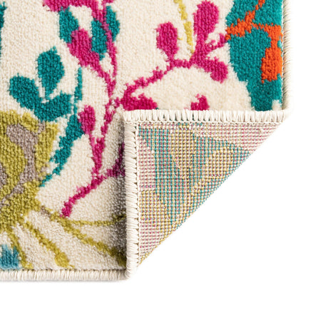Ivory 2' 11 x 12' Azalea Runner Area Rug Colorful 100% Polypropylene Durable Jute Backing Living Dining Room Bedroom Office Modern Decor Carpet for Sale at Rug Engine