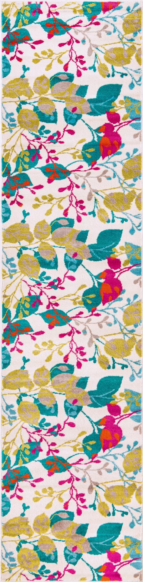 Ivory 2' 11 x 12' Azalea Runner Area Rug Colorful 100% Polypropylene Durable Jute Backing Living Dining Room Bedroom Office Modern Decor Carpet for Sale at Rug Engine