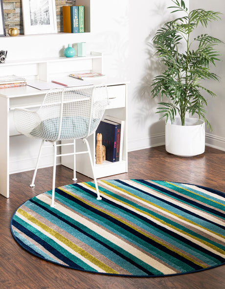 Teal 3' x 3' Azalea Round Area Rug Colorful 100% Polypropylene Durable Jute Backing Living Dining Room Bedroom Office Modern Decor Carpet for Sale at Rug Engine
