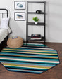 Teal 5' 3 x 5' 3 Azalea Octagon Area Rug Colorful 100% Polypropylene Durable Jute Backing Living Dining Room Bedroom Office Modern Decor Carpet for Sale at Rug Engine
