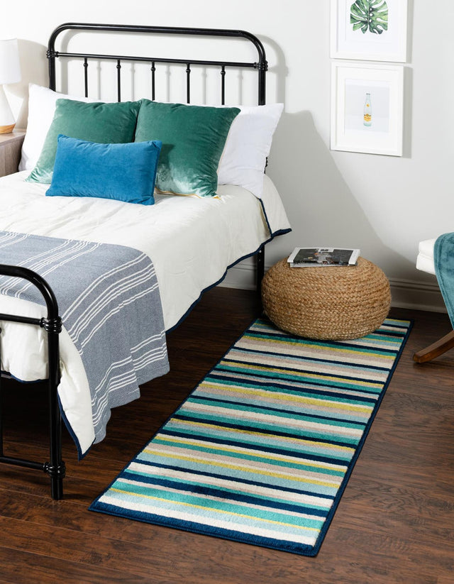 Teal 2' 11 x 12' Azalea Runner Area Rug Colorful 100% Polypropylene Durable Jute Backing Living Dining Room Bedroom Office Modern Decor Carpet for Sale at Rug Engine