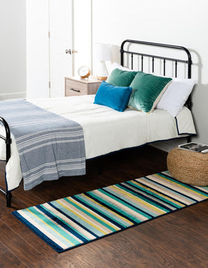 Teal 2' x 6' Azalea Runner Area Rug Colorful 100% Polypropylene Durable Jute Backing Living Dining Room Bedroom Office Modern Decor Carpet for Sale at Rug Engine