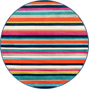 Multicolor 5' 3 x 5' 3 Azalea Round Area Rug Colorful 100% Polypropylene Durable Jute Backing Living Dining Room Bedroom Office Modern Decor Carpet for Sale at Rug Engine
