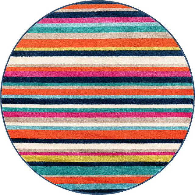 Multicolor 5' 3 x 5' 3 Azalea Round Area Rug Colorful 100% Polypropylene Durable Jute Backing Living Dining Room Bedroom Office Modern Decor Carpet for Sale at Rug Engine