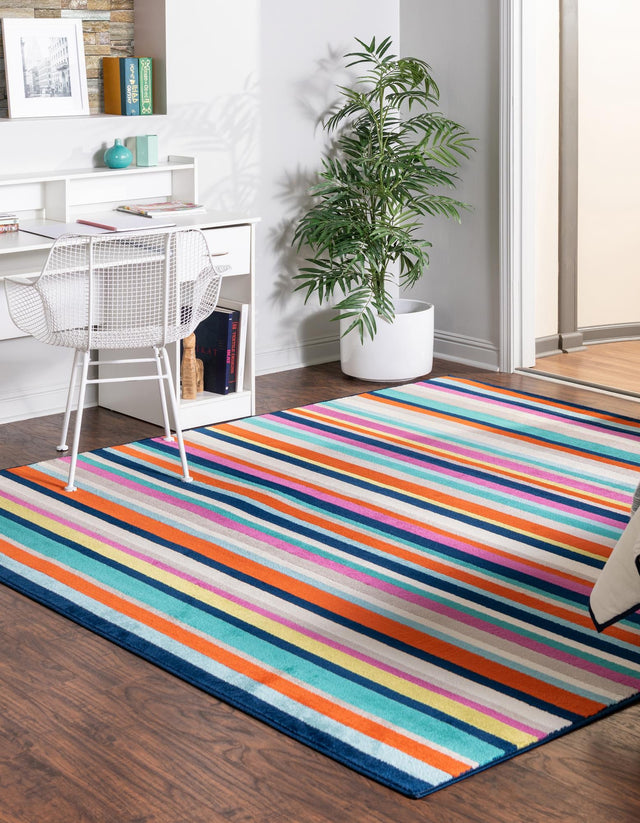 Multicolor 8' x 8' Azalea Square Area Rug Colorful 100% Polypropylene Durable Jute Backing Living Dining Room Bedroom Office Modern Decor Carpet for Sale at Rug Engine
