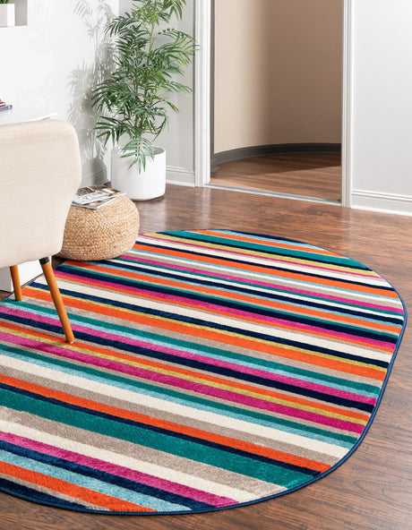 Multicolor 4' x 6' Azalea Oval Area Rug Colorful 100% Polypropylene Durable Jute Backing Living Dining Room Bedroom Office Modern Decor Carpet for Sale at Rug Engine