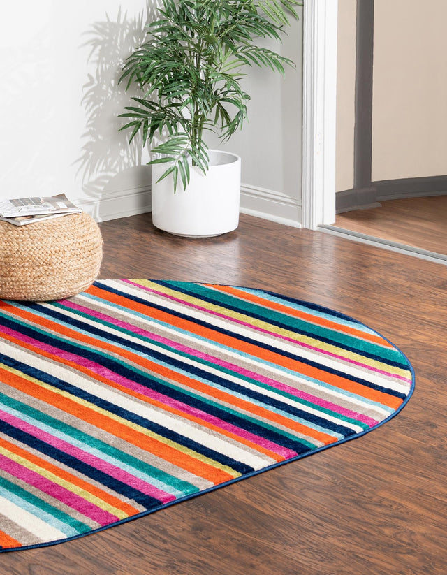 Multicolor 4' x 6' Azalea Oval Area Rug Colorful 100% Polypropylene Durable Jute Backing Living Dining Room Bedroom Office Modern Decor Carpet for Sale at Rug Engine