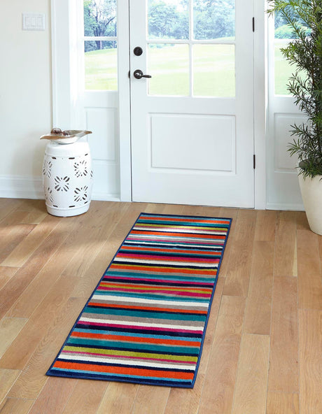 Multicolor 2' x 6' Azalea Runner Area Rug Colorful 100% Polypropylene Durable Jute Backing Living Dining Room Bedroom Office Modern Decor Carpet for Sale at Rug Engine