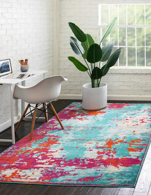 Turquoise 5' 3 x 8' Azalea Rectangle Area Rug Colorful 100% Polypropylene Durable Jute Backing Living Dining Room Bedroom Office Modern Decor Carpet for Sale at Rug Engine