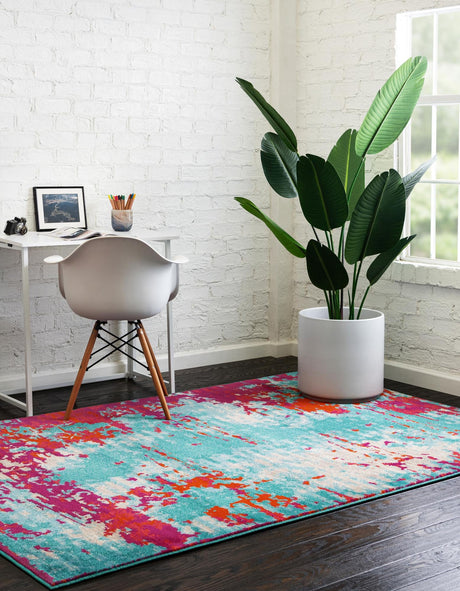 Turquoise 10' x 14' Azalea Rectangle Area Rug Colorful 100% Polypropylene Durable Jute Backing Living Dining Room Bedroom Office Modern Decor Carpet for Sale at Rug Engine