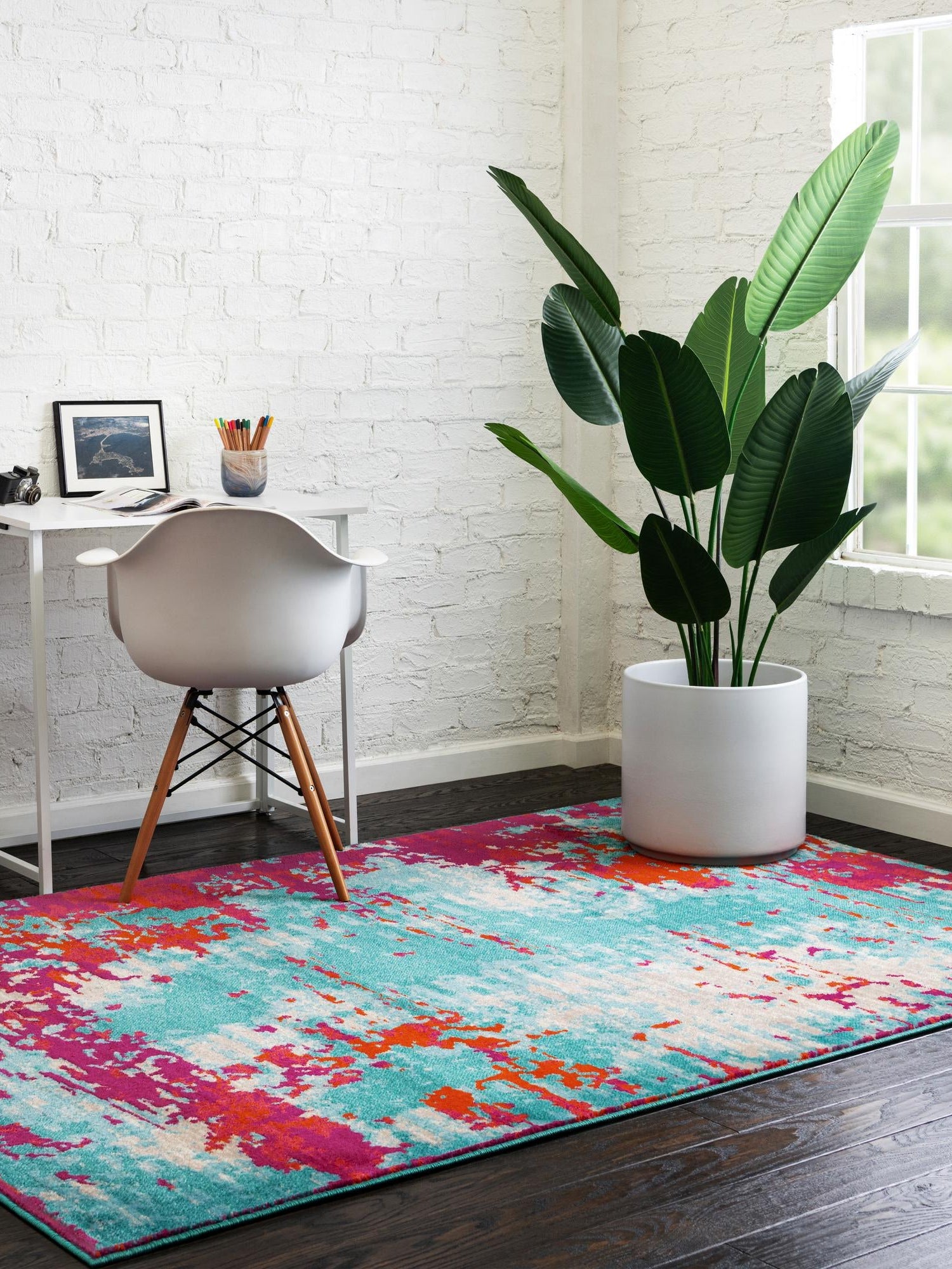 Turquoise 5' 3 x 8' Azalea Rectangle Area Rug Colorful 100% Polypropylene Durable Jute Backing Living Dining Room Bedroom Office Modern Decor Carpet for Sale at Rug Engine