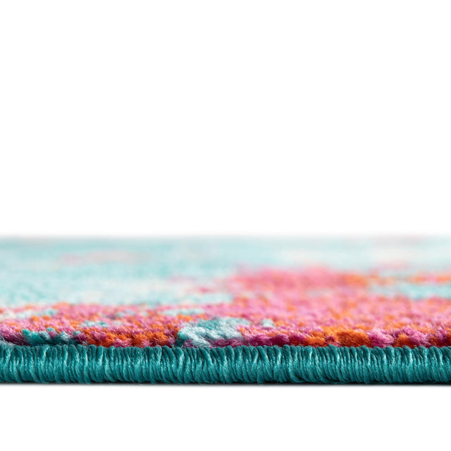 Turquoise 5' 3 x 5' 3 Azalea Round Area Rug Colorful 100% Polypropylene Durable Jute Backing Living Dining Room Bedroom Office Modern Decor Carpet for Sale at Rug Engine