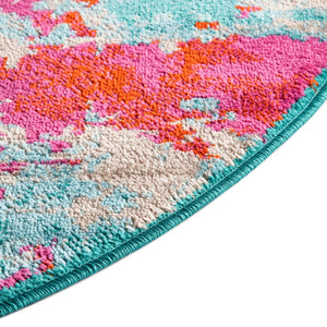 Turquoise 5' 3 x 5' 3 Azalea Round Area Rug Colorful 100% Polypropylene Durable Jute Backing Living Dining Room Bedroom Office Modern Decor Carpet for Sale at Rug Engine