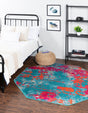 Turquoise 5' 3 x 5' 3 Azalea Octagon Area Rug Colorful 100% Polypropylene Durable Jute Backing Living Dining Room Bedroom Office Modern Decor Carpet for Sale at Rug Engine