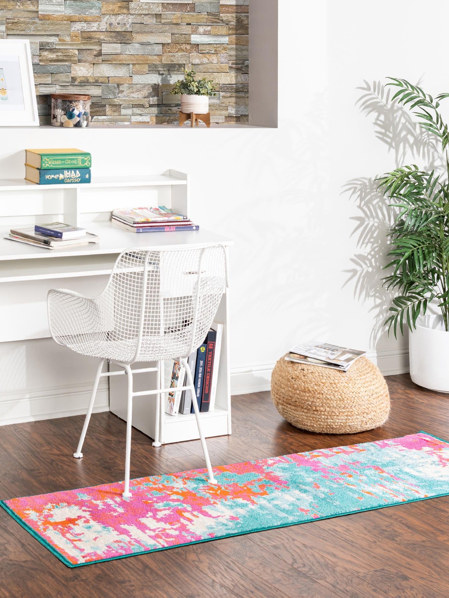 Turquoise 2' 11 x 12' Azalea Runner Area Rug Colorful 100% Polypropylene Durable Jute Backing Living Dining Room Bedroom Office Modern Decor Carpet for Sale at Rug Engine