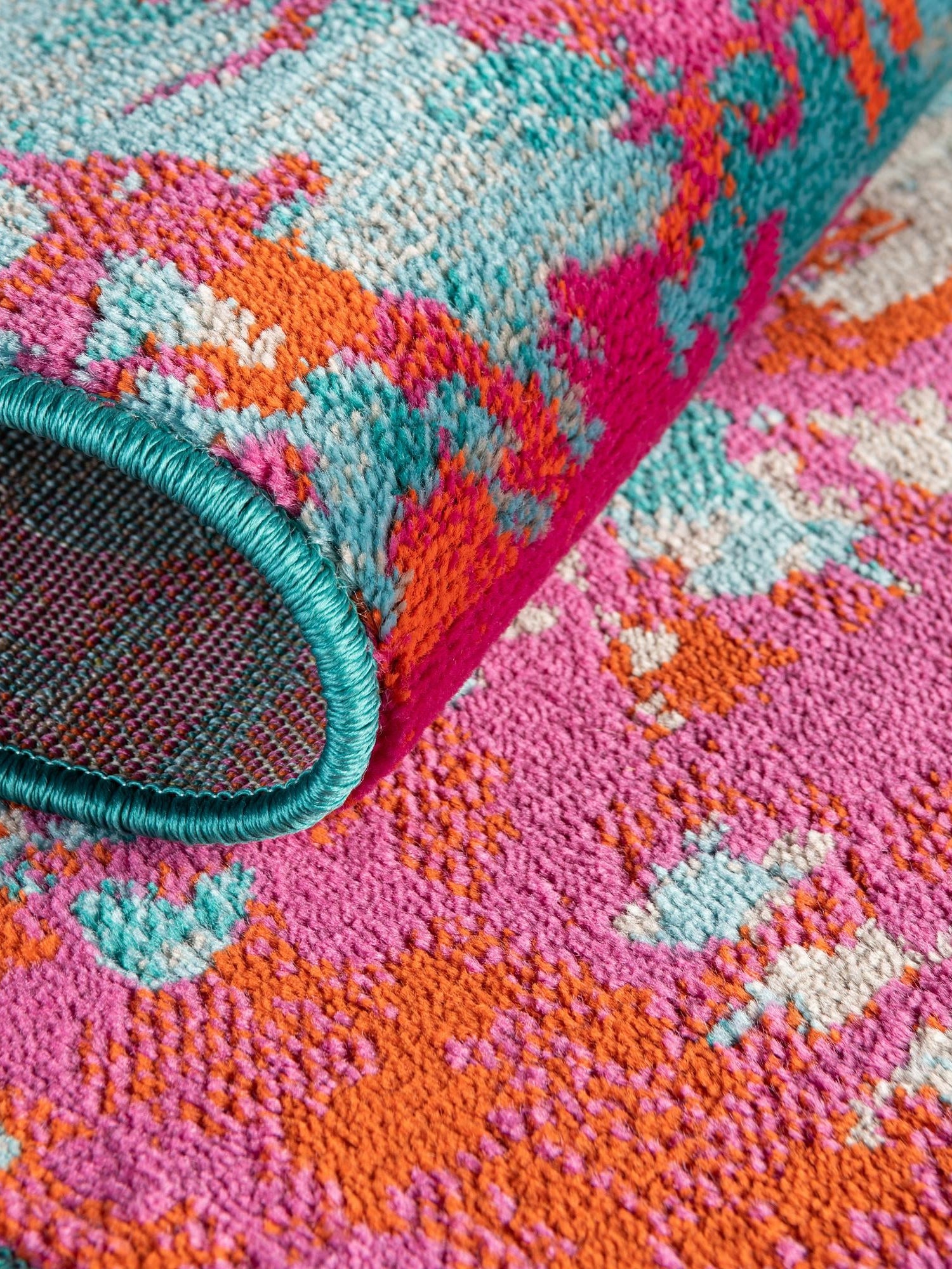 Turquoise 2' 11 x 10' Azalea Runner Area Rug Colorful 100% Polypropylene Durable Jute Backing Living Dining Room Bedroom Office Modern Decor Carpet for Sale at Rug Engine