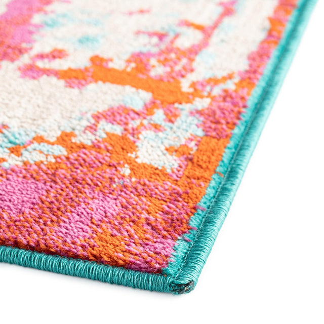 Turquoise 2' 11 x 10' Azalea Runner Area Rug Colorful 100% Polypropylene Durable Jute Backing Living Dining Room Bedroom Office Modern Decor Carpet for Sale at Rug Engine