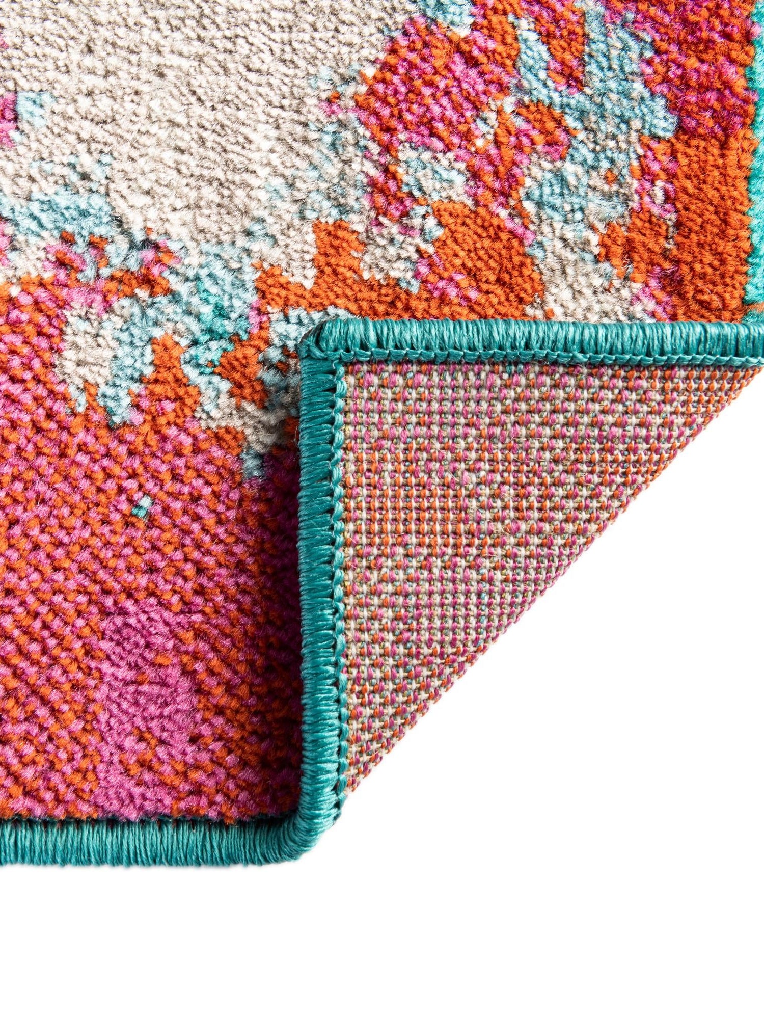 Turquoise 2' 11 x 10' Azalea Runner Area Rug Colorful 100% Polypropylene Durable Jute Backing Living Dining Room Bedroom Office Modern Decor Carpet for Sale at Rug Engine