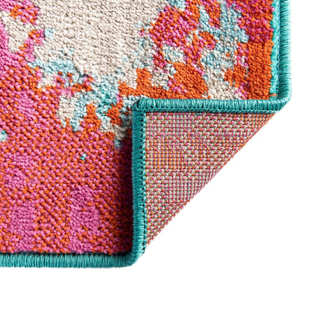 Turquoise 2' 11 x 10' Azalea Runner Area Rug Colorful 100% Polypropylene Durable Jute Backing Living Dining Room Bedroom Office Modern Decor Carpet for Sale at Rug Engine