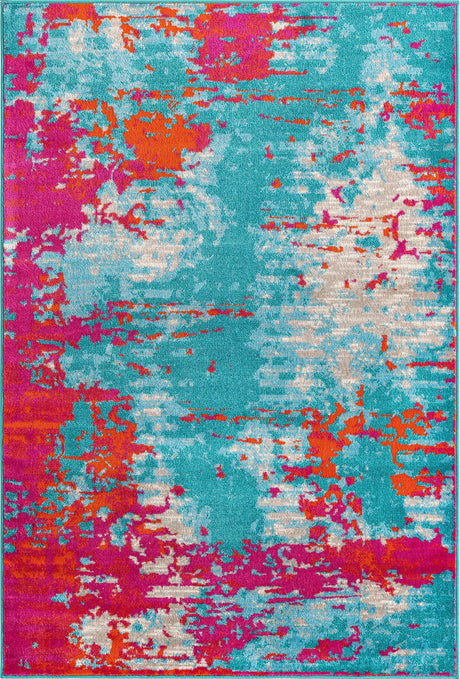 Turquoise 1' 4 x 1' 4 Azalea Sample Area Rug Colorful 100% Polypropylene Durable Jute Backing Living Dining Room Bedroom Office Modern Decor Carpet for Sale at Rug Engine