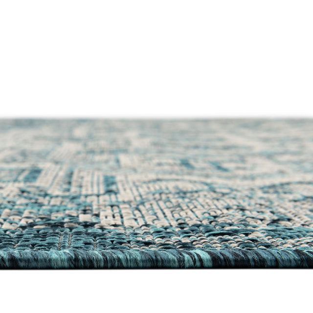 Teal 5' 3 x 8' Outdoor Aztec Rectangle Area Rug Weather Resistant for Patio, Deck, Terrace, Balcony, Porch 100% Polypropylene Traditional Carpet Mat for Sale at Rug Engine