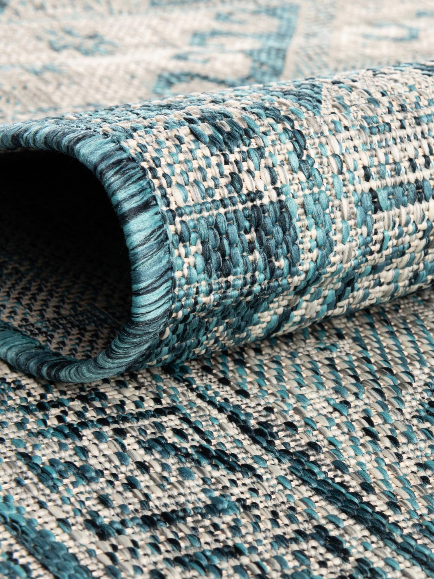 Teal 5' 3 x 8' Outdoor Aztec Rectangle Area Rug Weather Resistant for Patio, Deck, Terrace, Balcony, Porch 100% Polypropylene Traditional Carpet Mat for Sale at Rug Engine