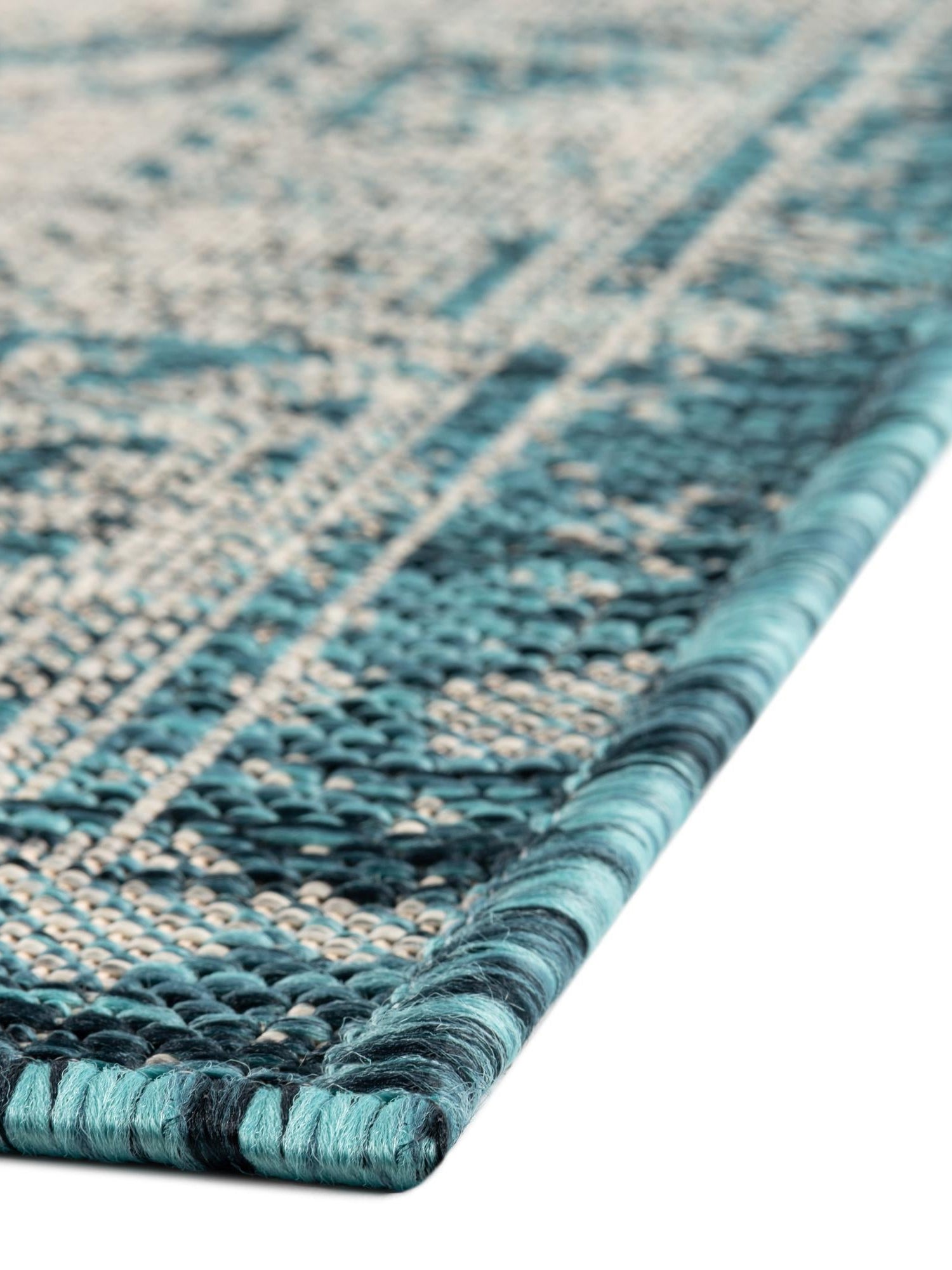 Teal 5' 3 x 8' Outdoor Aztec Rectangle Area Rug Weather Resistant for Patio, Deck, Terrace, Balcony, Porch 100% Polypropylene Traditional Carpet Mat for Sale at Rug Engine