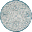 Teal 5' 3 x 5' 3 Outdoor Aztec Round Area Rug Weather Resistant for Patio, Deck, Terrace, Balcony, Porch 100% Polypropylene Traditional Carpet Mat for Sale at Rug Engine