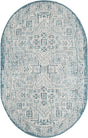 Teal 3' 1 x 5' 3 Outdoor Aztec Oval Area Rug Weather Resistant for Patio, Deck, Terrace, Balcony, Porch 100% Polypropylene Traditional Carpet Mat for Sale at Rug Engine
