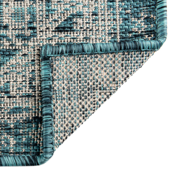Teal 7' 10 x 7' 10 Outdoor Aztec Octagon Area Rug Weather Resistant for Patio, Deck, Terrace, Balcony, Porch 100% Polypropylene Traditional Carpet Mat for Sale at Rug Engine