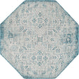 Teal 5' 3 x 5' 3 Outdoor Aztec Octagon Area Rug Weather Resistant for Patio, Deck, Terrace, Balcony, Porch 100% Polypropylene Traditional Carpet Mat for Sale at Rug Engine