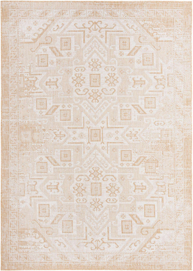 Natural 7' 1 x 10' Outdoor Aztec Rectangle Area Rug Weather Resistant for Patio, Deck, Terrace, Balcony, Porch 100% Polypropylene Traditional Carpet Mat for Sale at Rug Engine