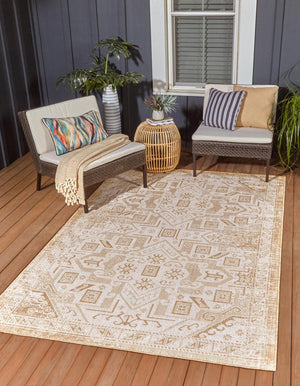 Natural 1' 4 x 1' 4 Outdoor Aztec Sample Area Rug Weather Resistant for Patio, Deck, Terrace, Balcony, Porch 100% Polypropylene Traditional Carpet Mat for Sale at Rug Engine