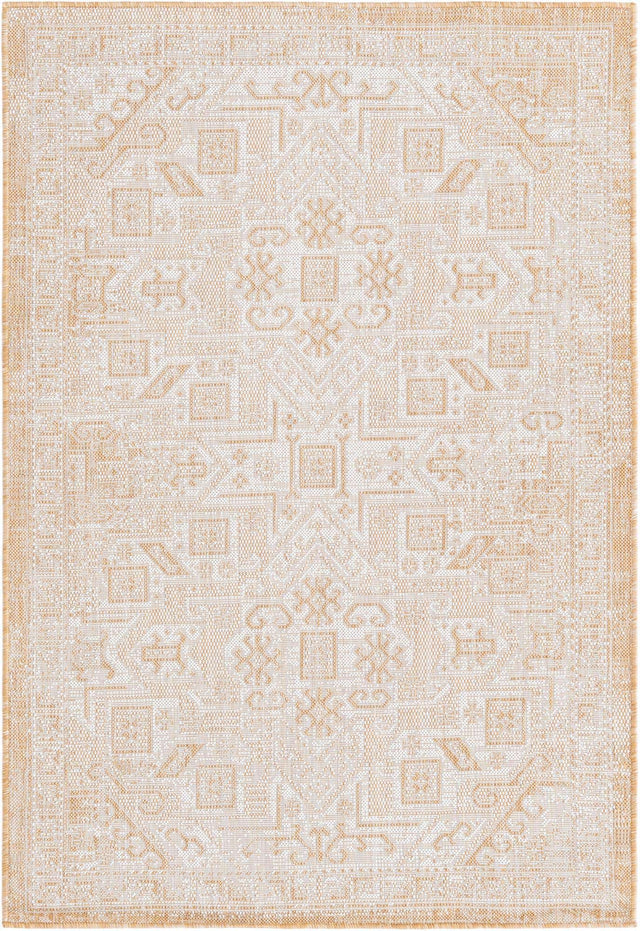Natural 4' 1 x 6' 1 Outdoor Aztec Rectangle Area Rug Weather Resistant for Patio, Deck, Terrace, Balcony, Porch 100% Polypropylene Traditional Carpet Mat for Sale at Rug Engine
