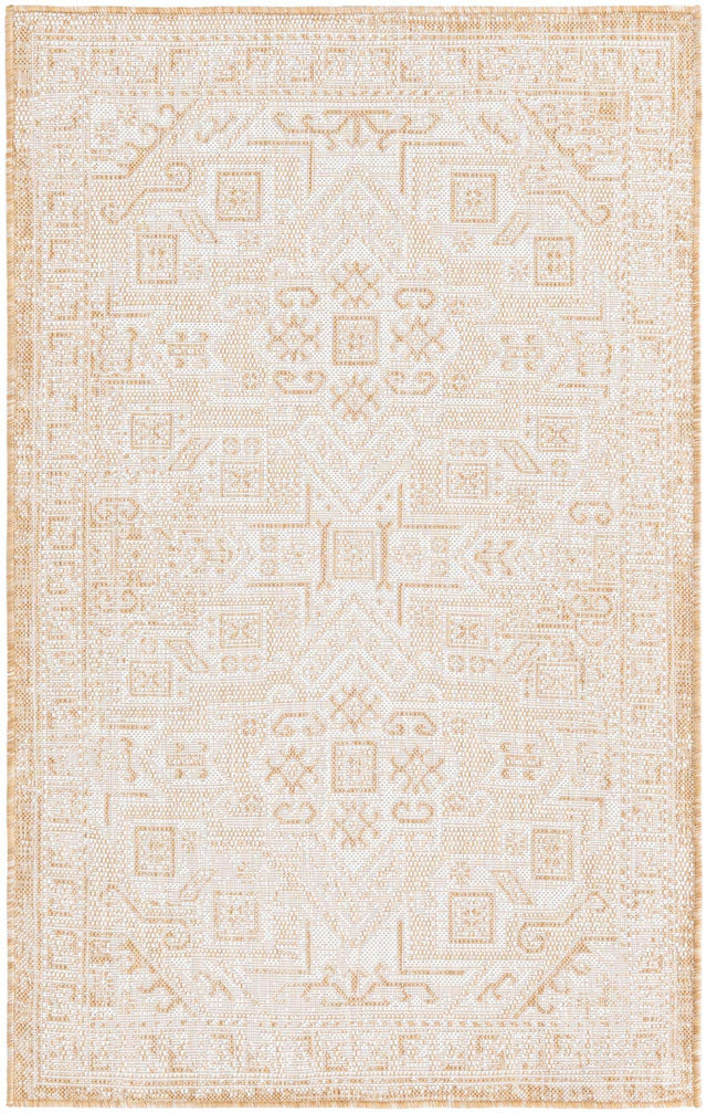 Natural 3' 1 x 5' 3 Outdoor Aztec Rectangle Area Rug Weather Resistant for Patio, Deck, Terrace, Balcony, Porch 100% Polypropylene Traditional Carpet Mat for Sale at Rug Engine