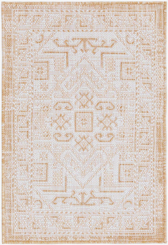 Natural 2' x 3' 1 Outdoor Aztec Rectangle Area Rug Weather Resistant for Patio, Deck, Terrace, Balcony, Porch 100% Polypropylene Traditional Carpet Mat for Sale at Rug Engine